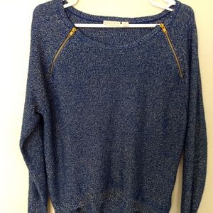 Bisou Bisou Sweater Blue Gold Metallic Medium
